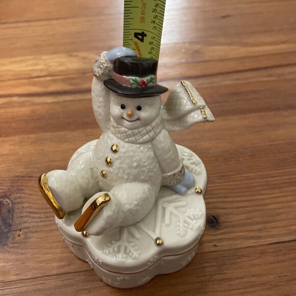 Lenox WINTER WONDERLAND Christmas Snowman Music Box Fine Porcelain Trinket Box - Picture 10 of 12